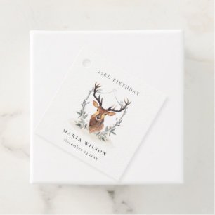 Niedliches Dusky Deer Floral Wappen jeden Geburtst Geschenkanhänger