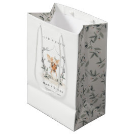 Niedliches Dusky Deer Floral Wappen jeden Geburtst Mittlere Geschenktüte