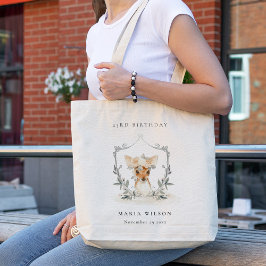 Niedliches Dusky Deer Floral Wappen jeden Geburtst Tragetasche