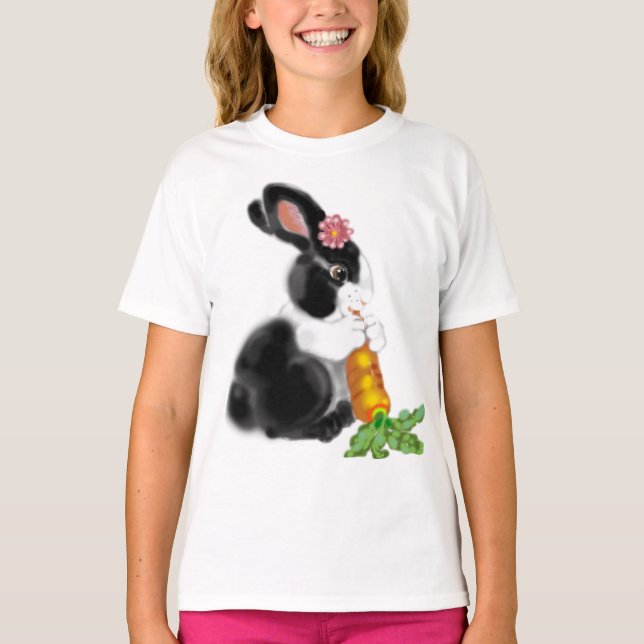 Niedliches Dutch Baby Bunny Rabbit Carrot Design A T-Shirt (Vorderseite)