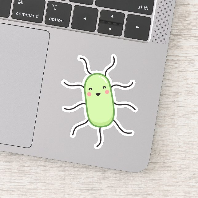 Niedliches E. coli Bakterium - Kawaii-Mikrobe Aufkleber (Detail)