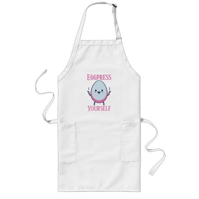 Niedliches "Eggpress Yourself" Funny Cooking Lange Schürze (Vorne)