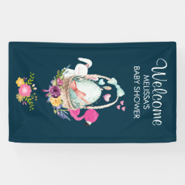 Niedliches Ei, rosa Flamingo & Bunny, Aquarell Banner