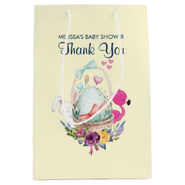 Niedliches Ei, rosa Flamingo & Bunny, Aquarell Mittlere Geschenktüte