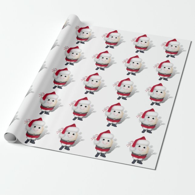 Niedliches Ei Santa - Weihnachten Geschenkpapier (Ungerollt)