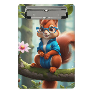 Niedliches Eichhörnchen am Zweig des Baumes Mini Klemmbrett