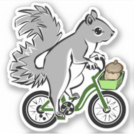 Niedliches Eichhörnchen auf dem Fahrrad Aufkleber