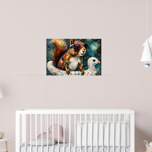 Niedliches Eichhörnchen auf einer Floattour Poster