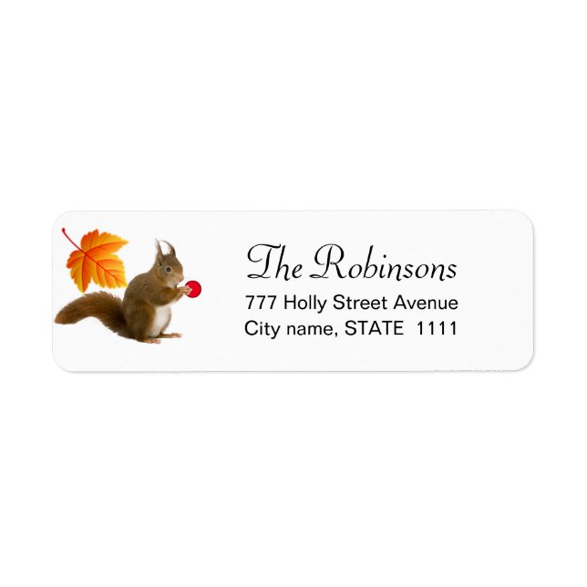Niedliches Eichhörnchen auf weißem Etikett (Vorne)