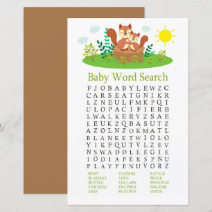 Niedliches Eichhörnchen Baby Dusche Word Search Ga