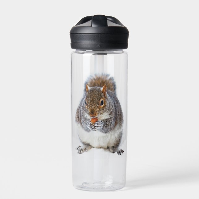 Niedliches Eichhörnchen Eating a Nut in the Snow Trinkflasche (Vorderseite)