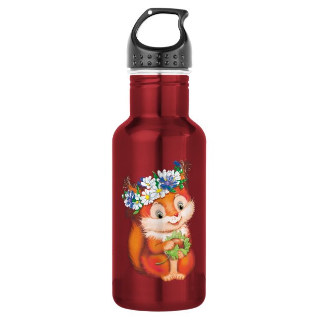 niedliches Eichhörnchen Edelstahlflasche (Vorderseite)