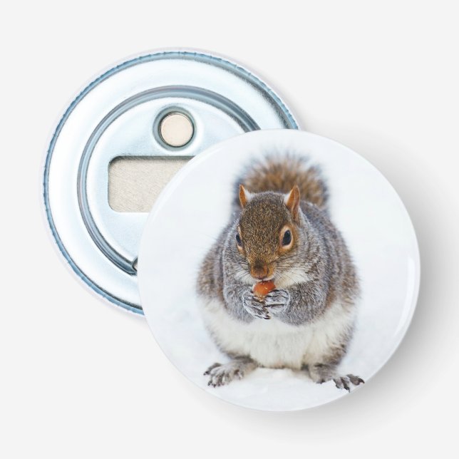Niedliches Eichhörnchen Ess eines Nut Bottle Opene Flaschenöffner (Vorderseite)