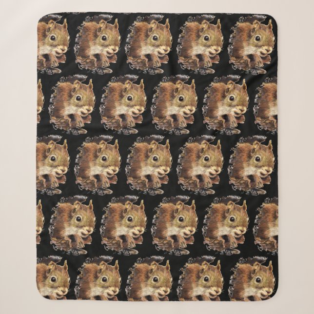 Niedliches Eichhörnchen Fantastische Wasserfarben Sherpadecke (Vorderseite)