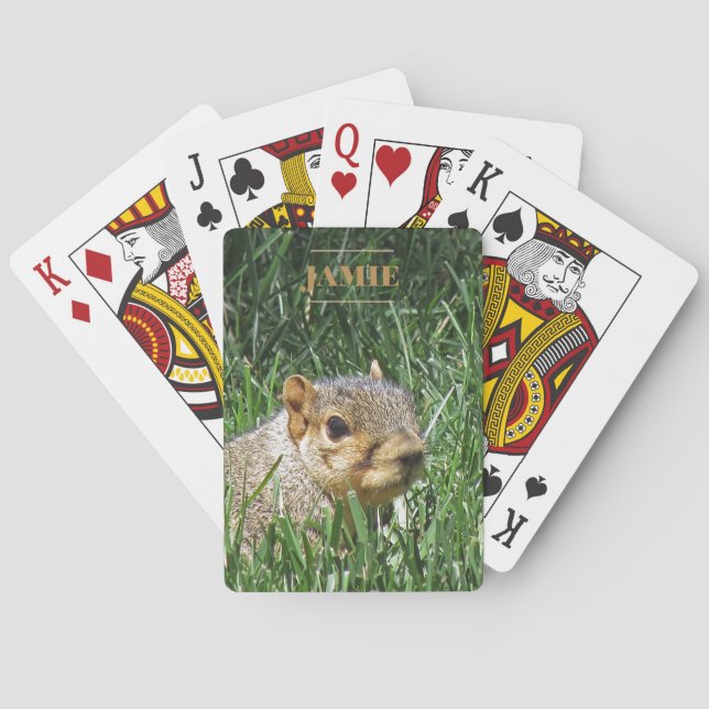 Niedliches Eichhörnchen-Foto Spielkarten (Rückseite)
