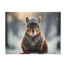 Niedliches Eichhörnchen für die Winterpostkarte