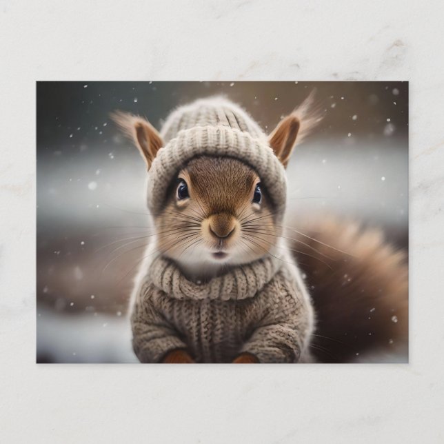 Niedliches Eichhörnchen für die Winterpostkarte Postkarte (Vorderseite)