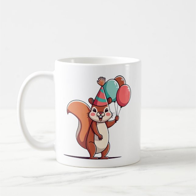 Niedliches Eichhörnchen Geburtstag Kaffeetasse (Links)