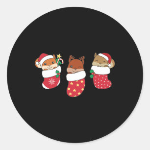 Niedliches Eichhörnchen in der Weihnachtssohle zu Runder Aufkleber