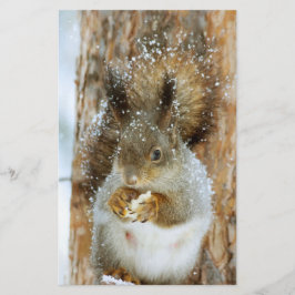Niedliches Eichhörnchen in der Winterlandschaft Briefpapier