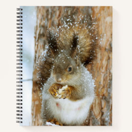 Niedliches Eichhörnchen in der Winterlandschaft Notizbuch
