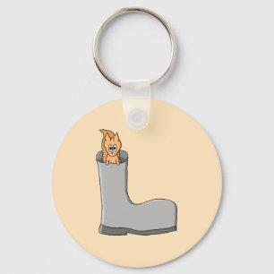 Niedliches Eichhörnchen in einem Stiefel Schlüsselanhänger
