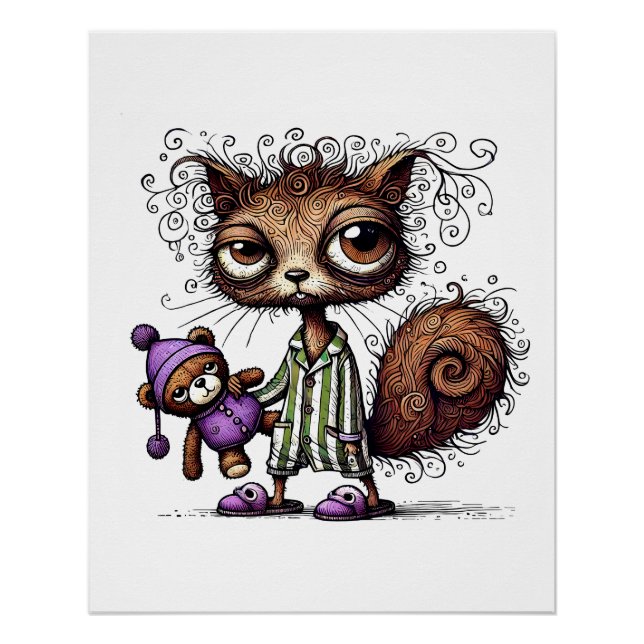 Niedliches Eichhörnchen in Pajamas mit Teddy Poster (Vorderseite)