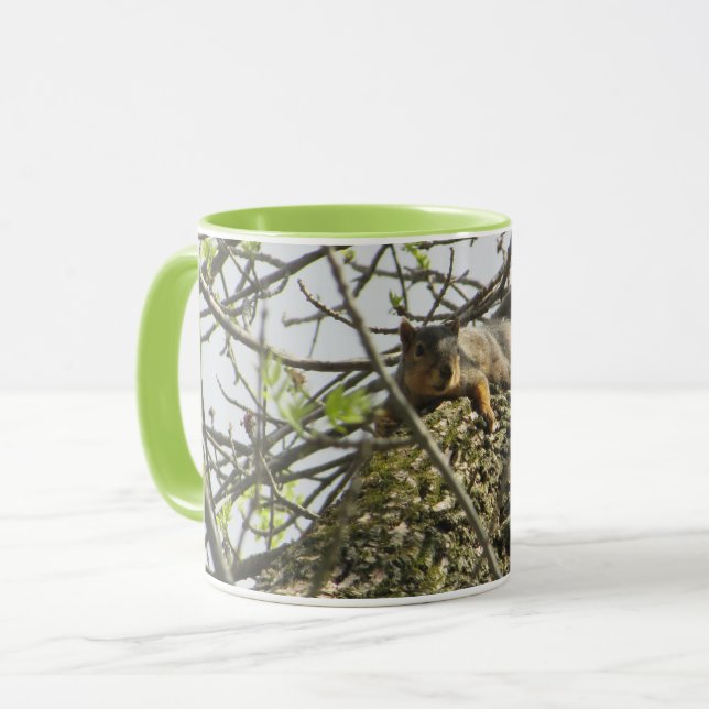 Niedliches Eichhörnchen Kaffeemaschine mit Kalkgrü Tasse (Vorderseite Links)