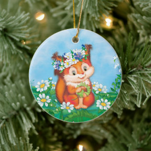 niedliches Eichhörnchen Keramik Ornament