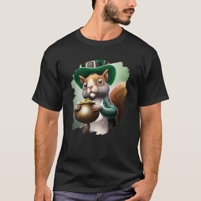 Niedliches Eichhörnchen Leprechaun St Patricks Day T-Shirt (Vorderseite)