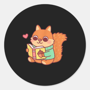 Niedliches Eichhörnchen liest ein Buch Liebhaber A Runder Aufkleber