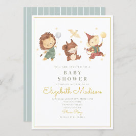 Niedliches Eichhörnchen , Löwen und Affen Babydusc Einladung
