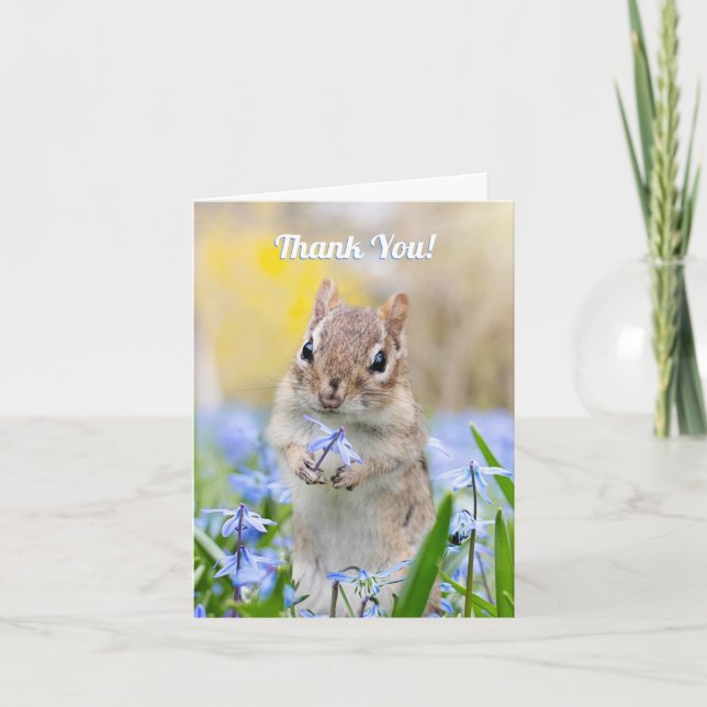 Niedliches Eichhörnchen mit Blume, DIY-Nachricht D Dankeskarte (Vorderseite)