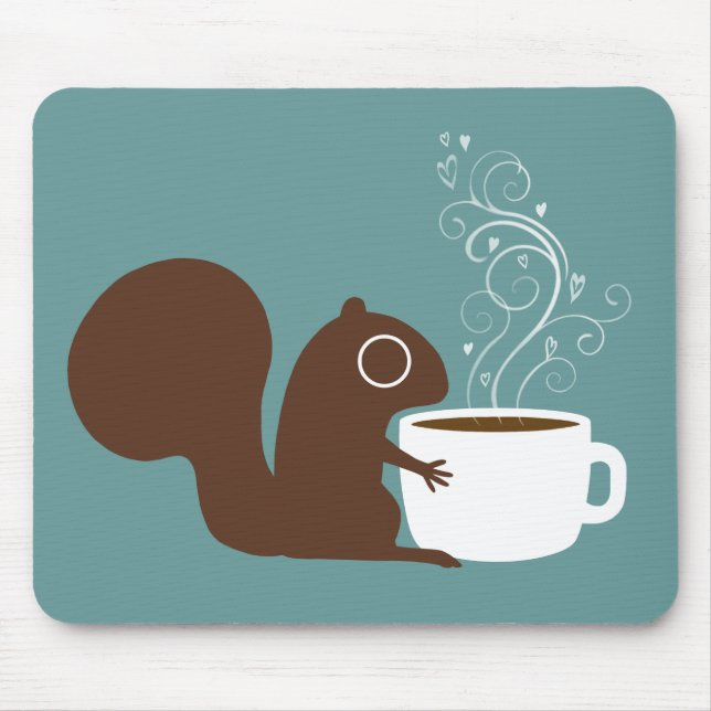 Niedliches Eichhörnchen mit Kaffee | Whimsistische Mousepad (Vorne)