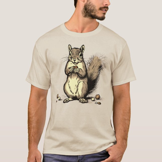 Niedliches Eichhörnchen mit Nüssen für Tierliebhab T-Shirt (Vorderseite)
