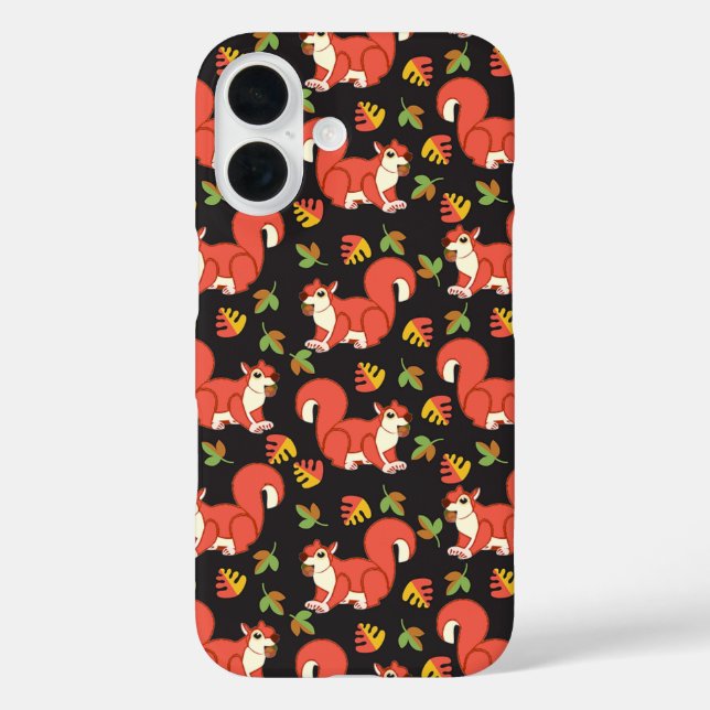 Niedliches Eichhörnchen-Muster iPhone 16 Hülle (Rückseite)