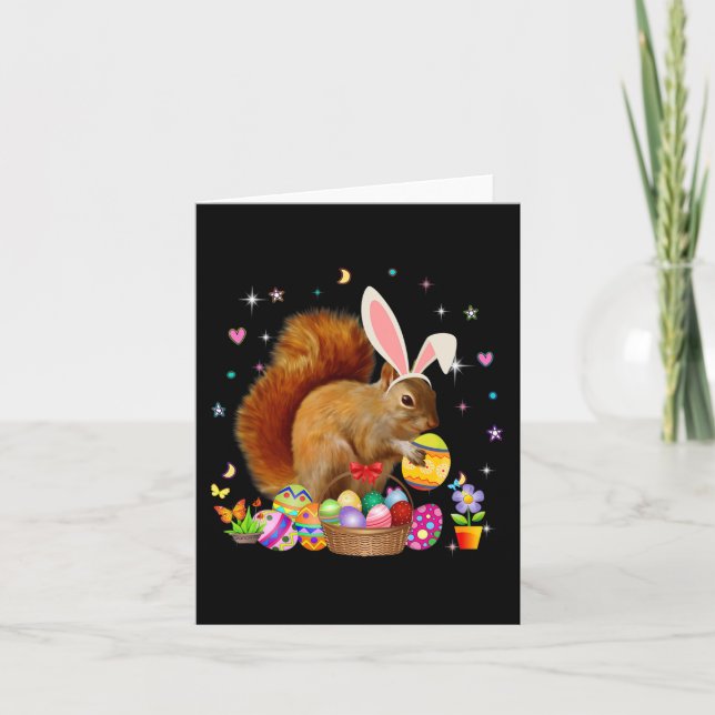 Niedliches Eichhörnchen Osterfeier Bunny Egs Oster Karte (Vorderseite)