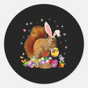Niedliches Eichhörnchen Osterfeier Bunny Egs Oster Runder Aufkleber