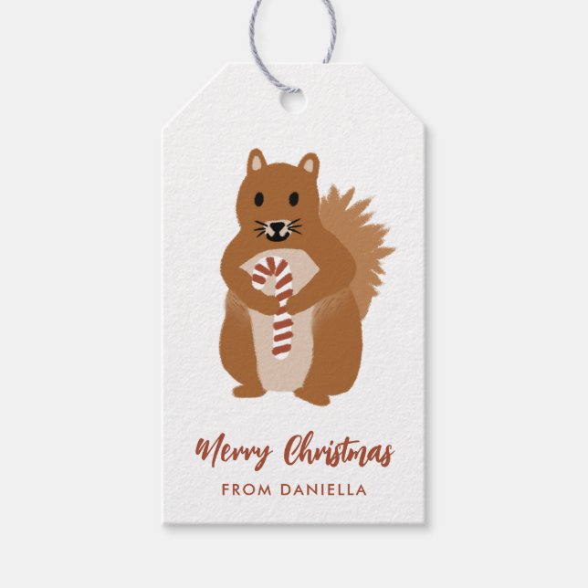 Niedliches Eichhörnchen Personalisiert Weihnachten Geschenkanhänger (Vorderseite)