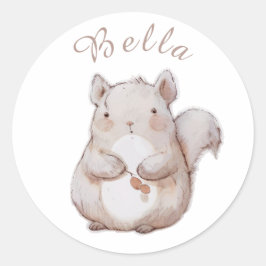 Niedliches Eichhörnchen, personalisierter Babykaro Runder Aufkleber