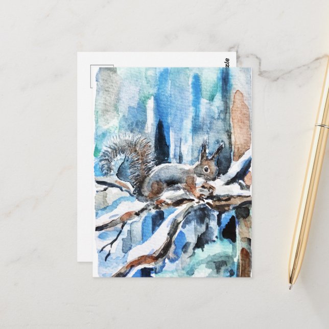 Niedliches Eichhörnchen Postkarte (Vorderseite/Rückseite Beispiel)