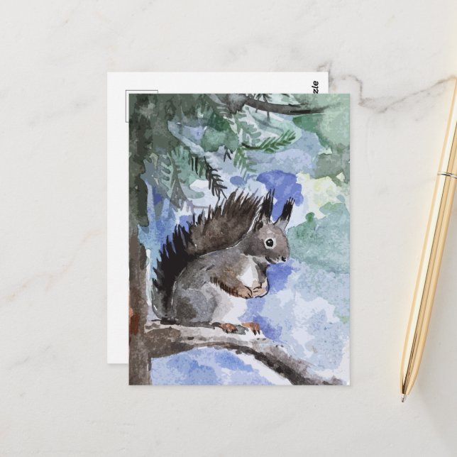 Niedliches Eichhörnchen Postkarte (Vorderseite/Rückseite Beispiel)