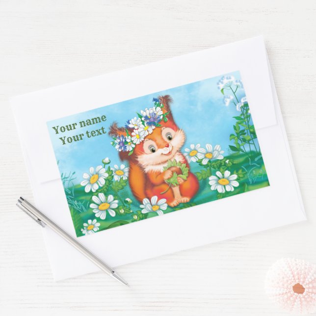 niedliches Eichhörnchen Rechteckiger Aufkleber (Umschlag)