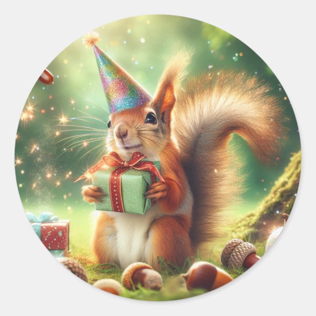 Niedliches Eichhörnchen Runder Aufkleber (Vorderseite)