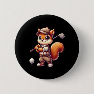 Niedliches Eichhörnchen spielt Golf Golfer Golfen Button