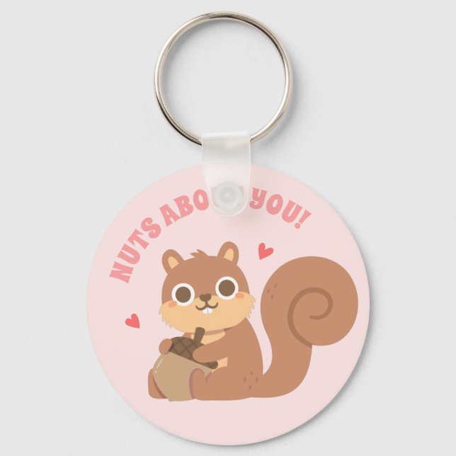Niedliches Eichhörnchen über euch Funny Liebe Puff Schlüsselanhänger (Vorderseite)