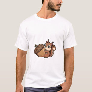 Niedliches Eichhörnchen umarmt riesige Eichel T-Shirt