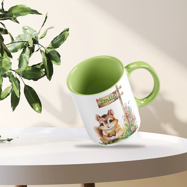 Niedliches Eichhörnchen und Blume Kaffee Tasse (Von Creator hochgeladen)