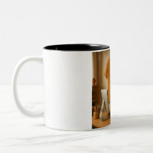 Niedliches Eichhörnchen und Laptop-Kaffee-Tasse Zweifarbige Tasse