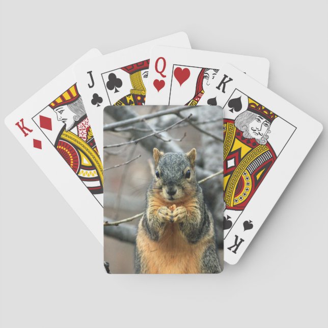 Niedliches Eichhörnchen und seine Nuss Spielkarten (Rückseite)